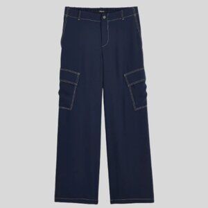 Madewell Pull-On Utility Pants Deep Indigo White Stitching Size 12 NWT